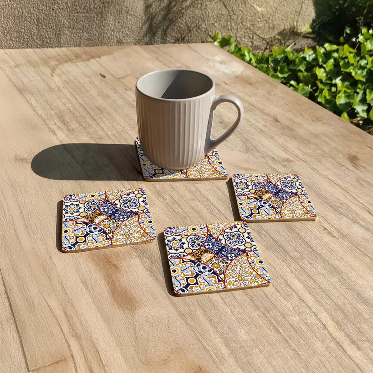 Moroccan Mosaic Coasters | Set of 4 with Stand