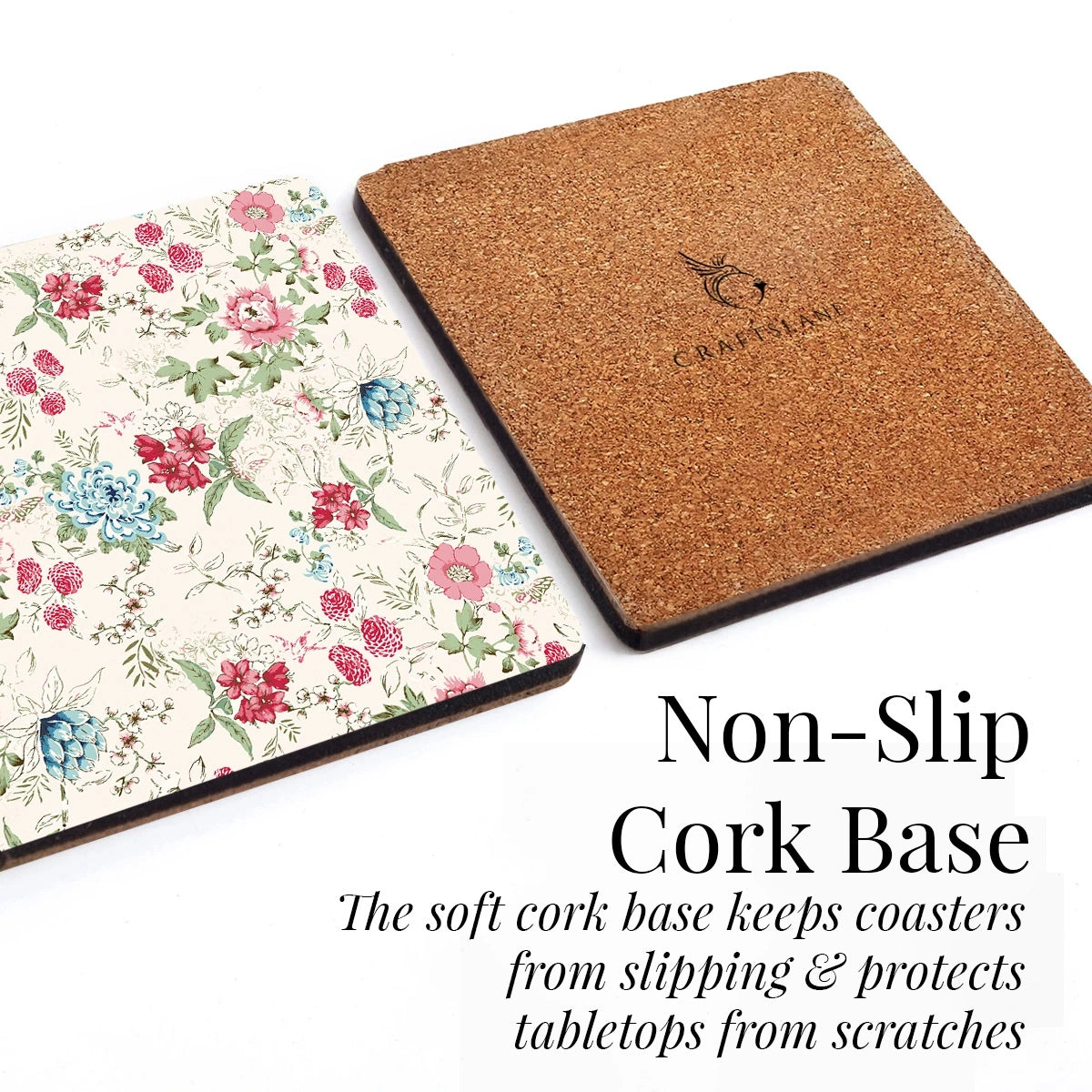 Pink & Blue Bouquet Coasters | Set of 4 with Stand