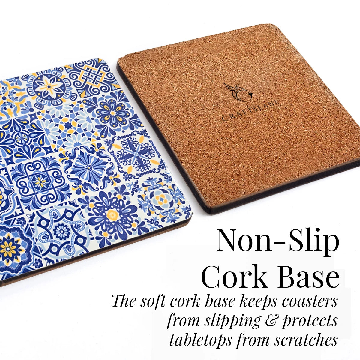 Portuguese Blue Tiles Coasters | Set of 4 with Stand