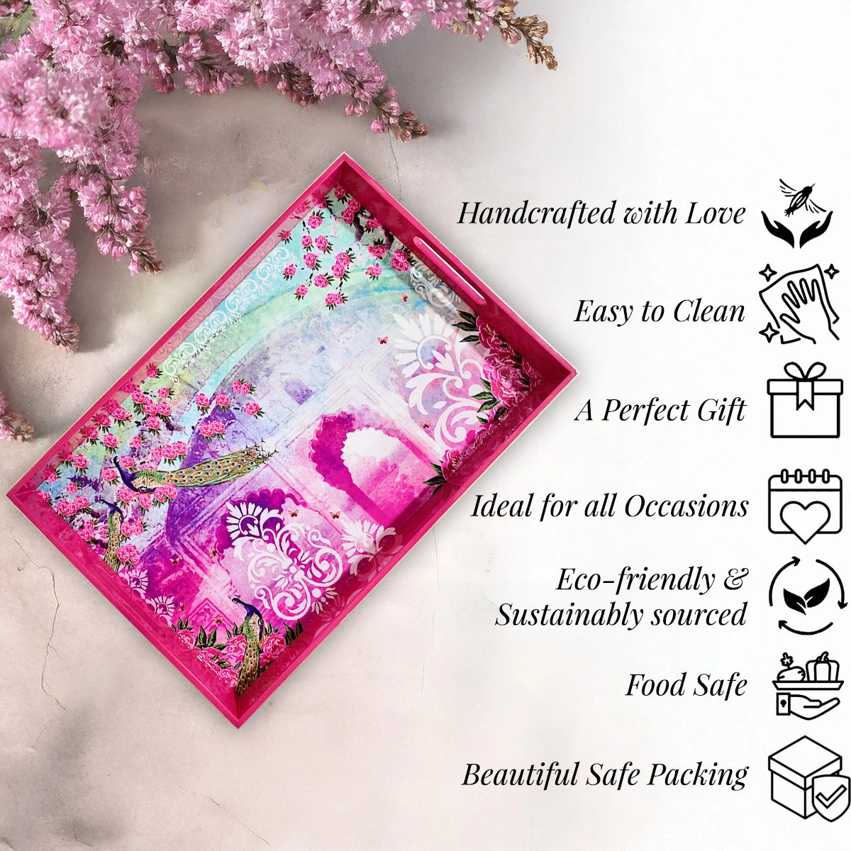 Your Signature Style ~ Handcrafted Enchanted Mornings Serving Trays 15x10 Inch