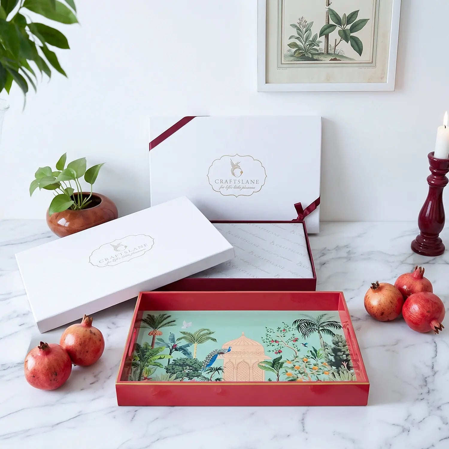 Your Signature Style ~ 15" x 10" Handcrafted Fruity Paradise Serving Trays with 4 Coasters