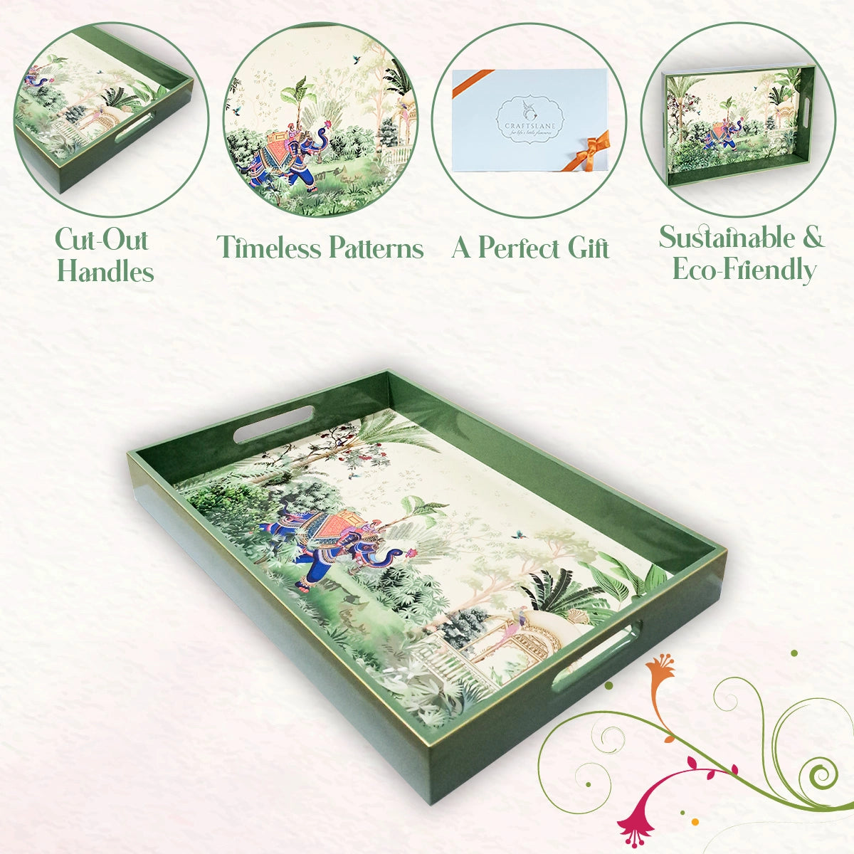 Your Signature Style ~ Handcrafted Majestic Tranquility Serving Trays 15x10 Inch