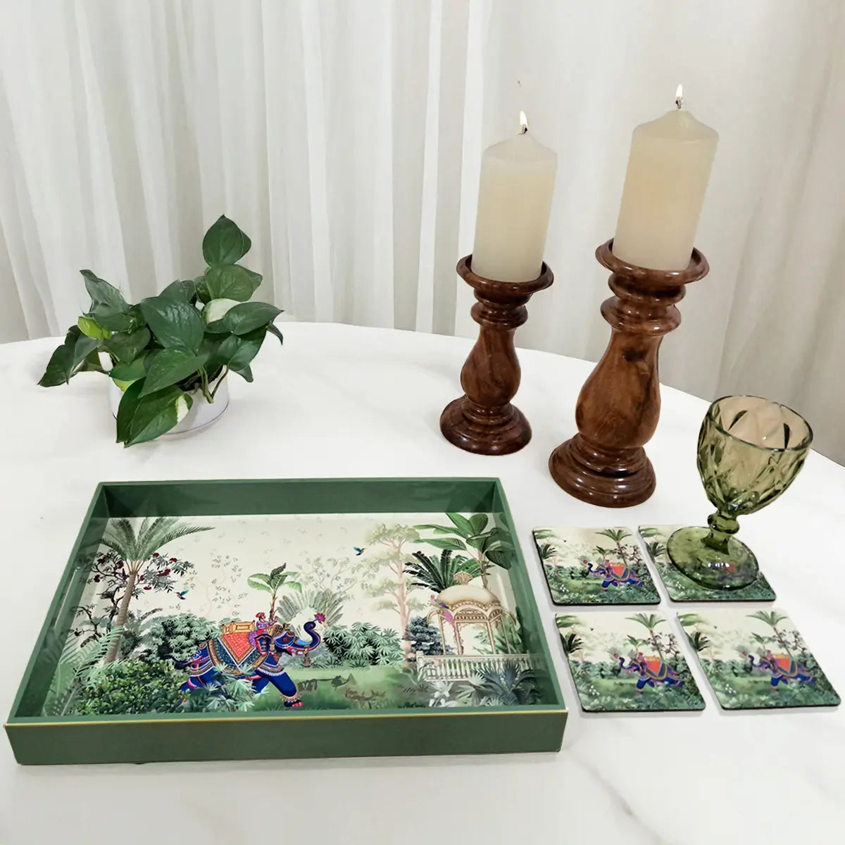 Your Signature Style ~ 15" x 10" Handcrafted Majestic Tranquility Serving Trays with 4 Coasters