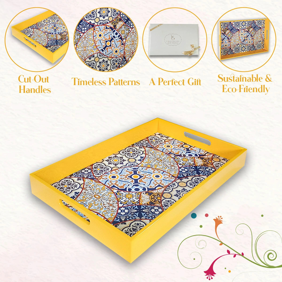 Your Signature Style ~ Handcrafted Moroccan Mosaic Serving Trays 15x10 Inch