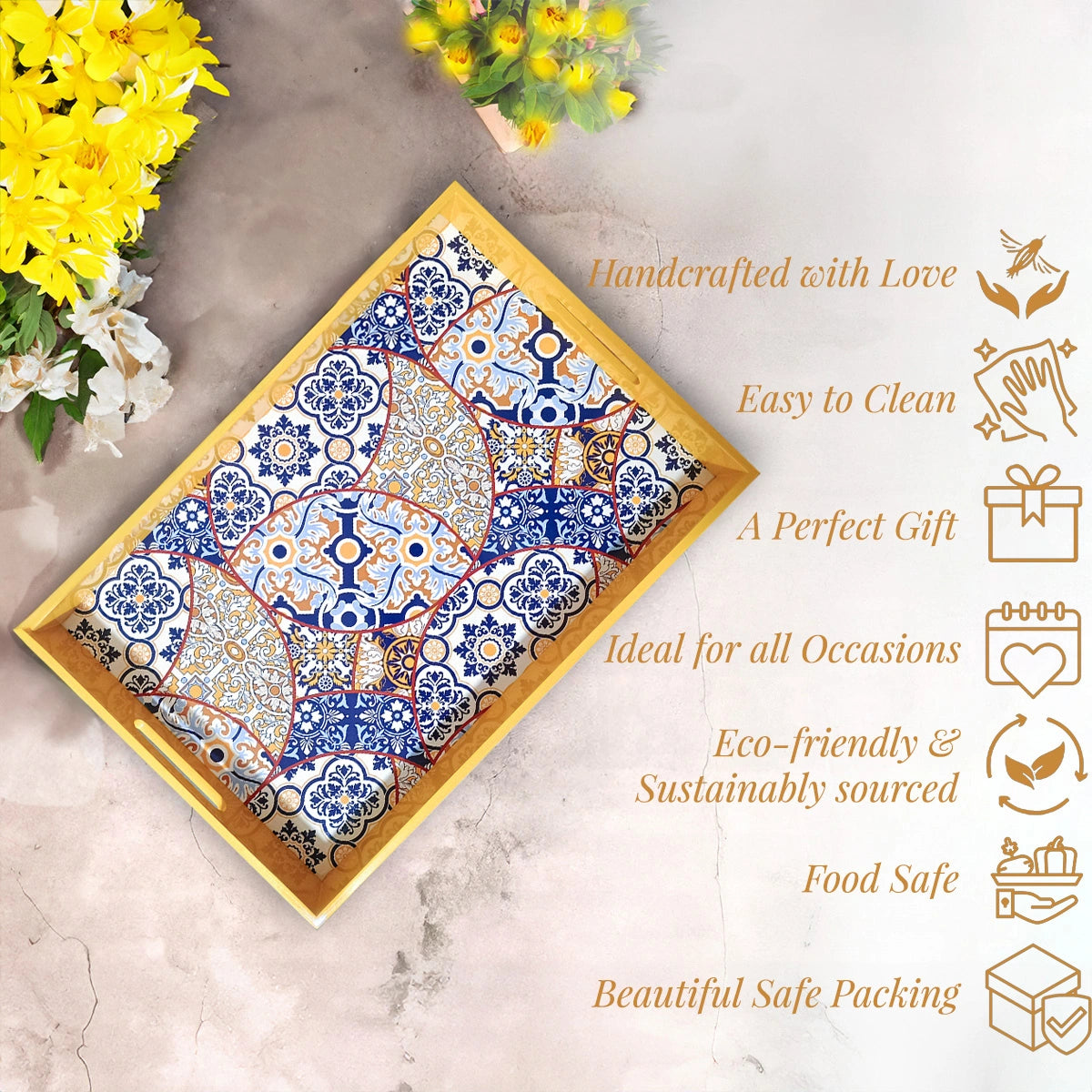 Your Signature Style ~ Handcrafted Moroccan Mosaic Serving Trays 15x10 Inch