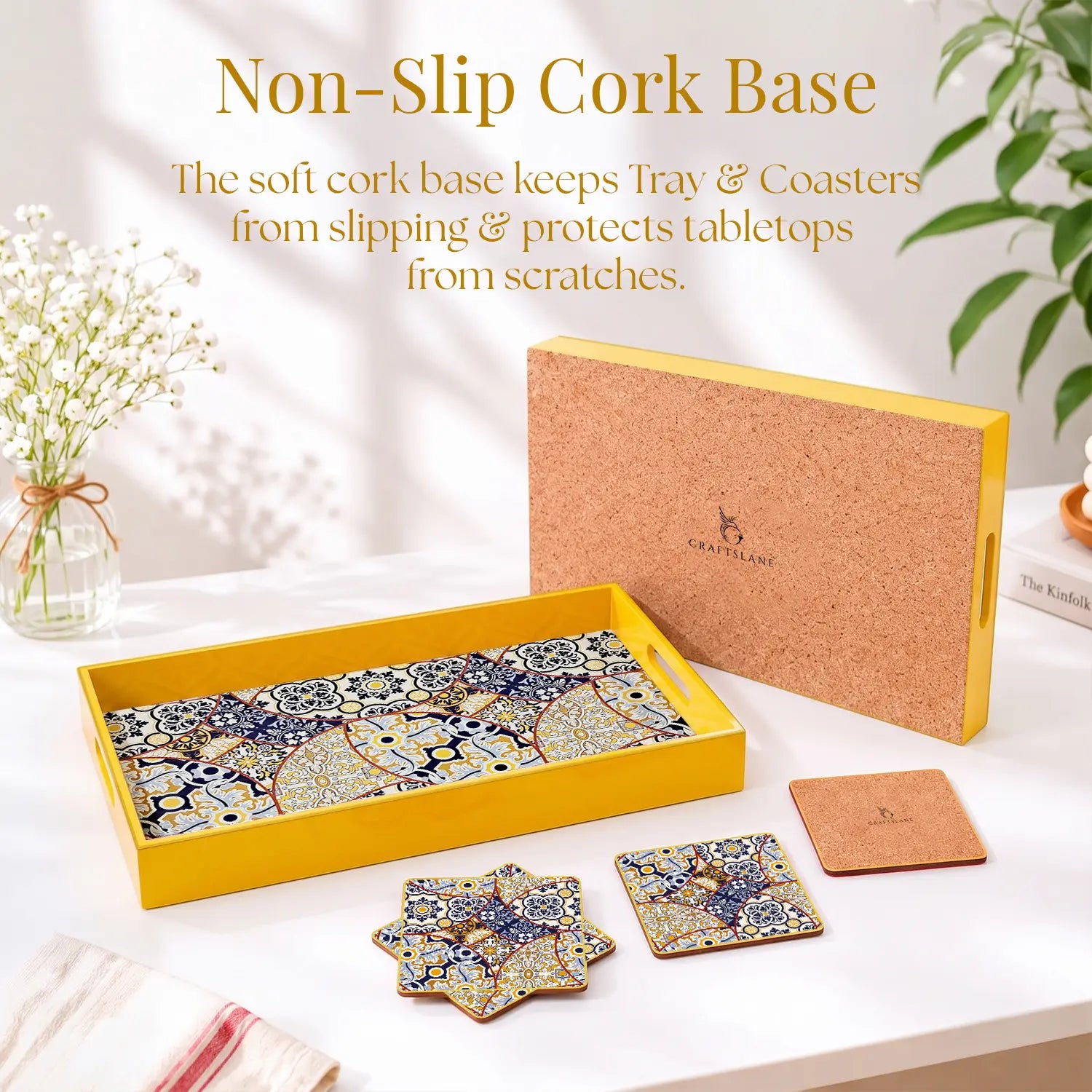 Your Signature Style ~ 15" x 10" Handcrafted Moroccan Mosaic Serving Trays with 4 Coasters
