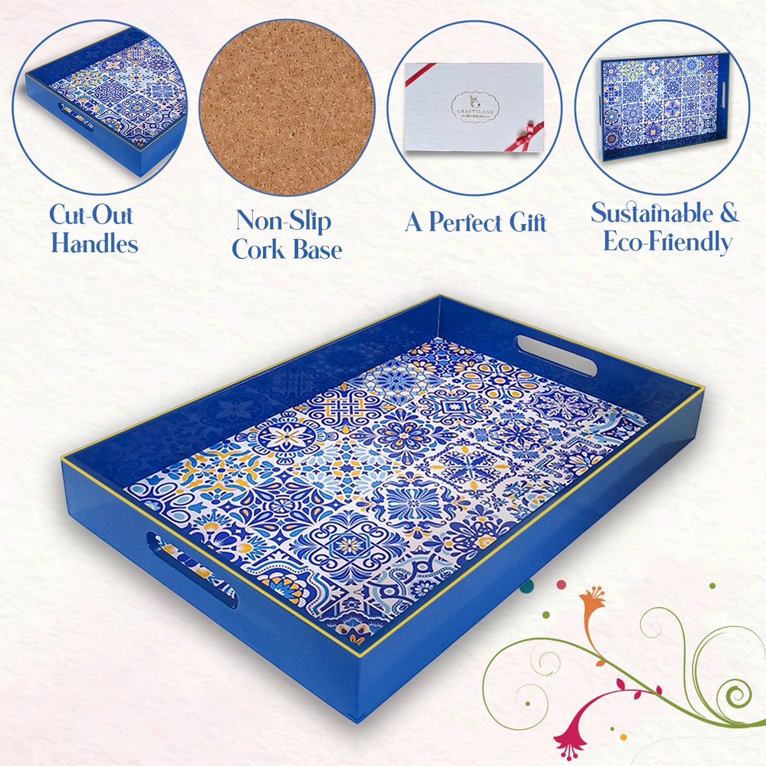 Your Signature Style ~ Handcrafted Portuguese Blue Tiles Serving Trays