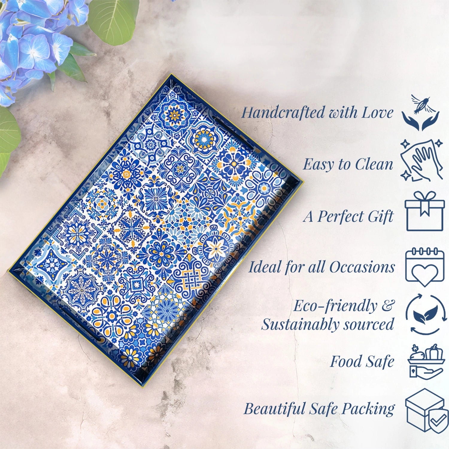 Your Signature Style ~ Handcrafted Portuguese Blue Tiles Serving Trays