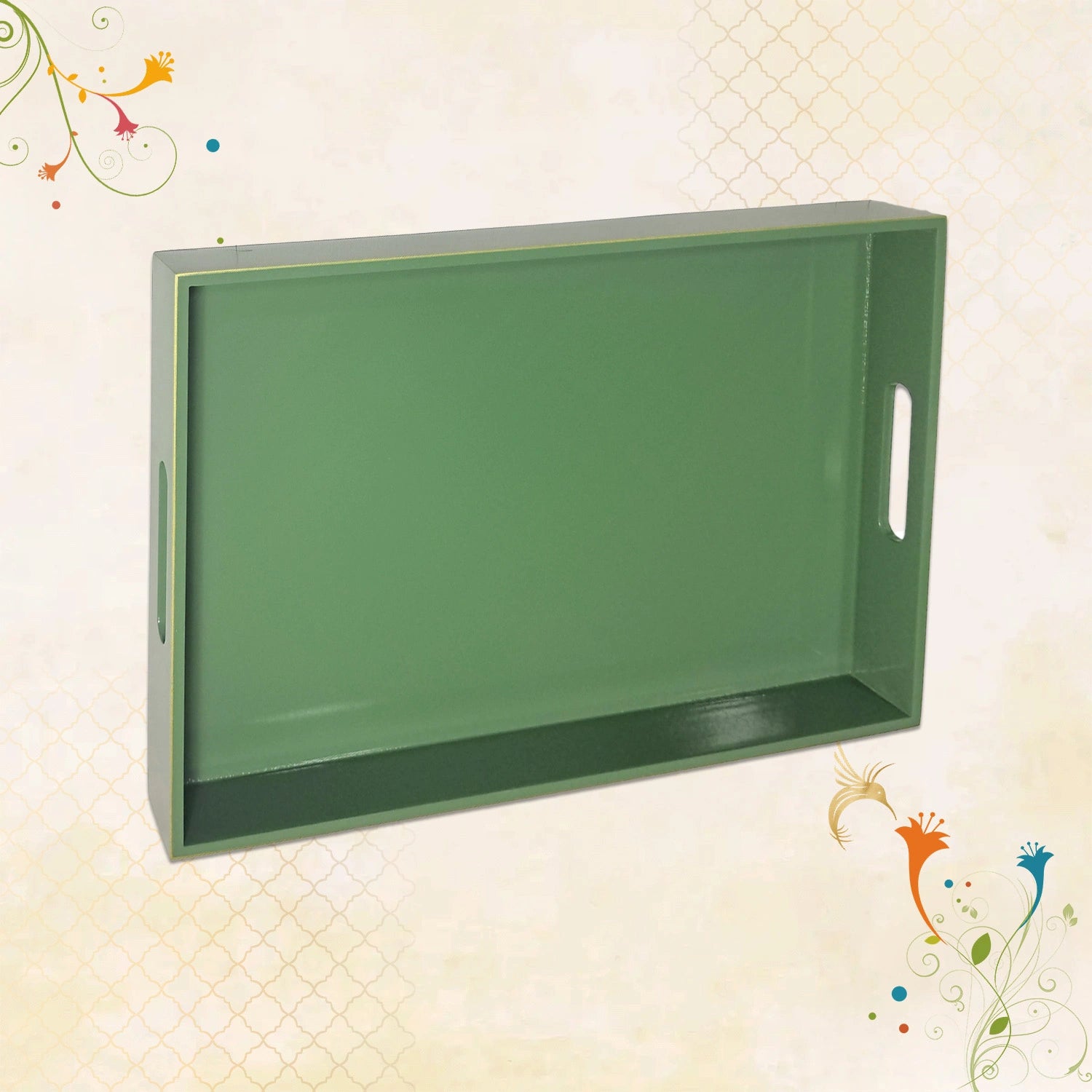 Classic Handcrafted Solid Sage Wooden Serving Trays