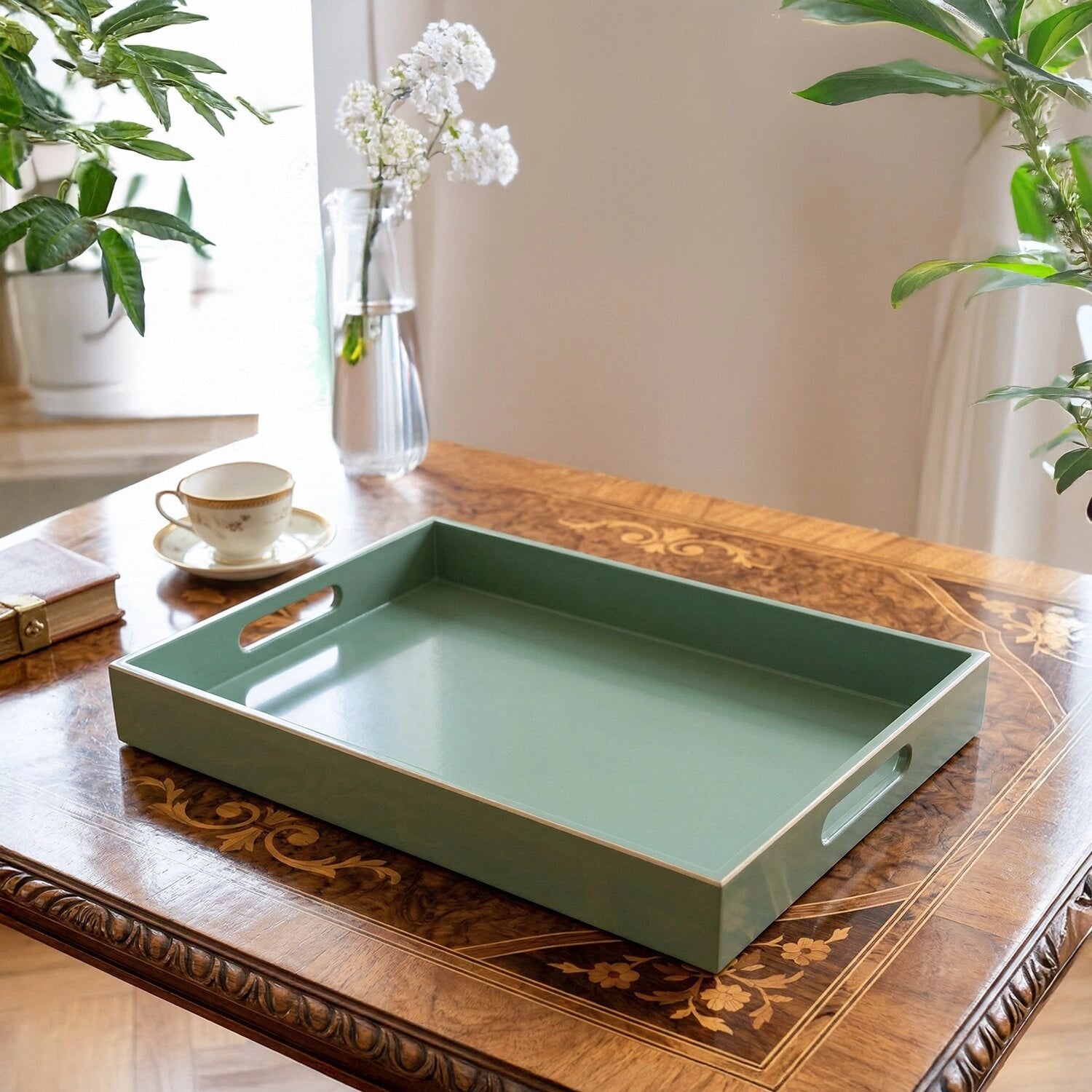 Classic Handcrafted Solid Sage Wooden Serving Trays