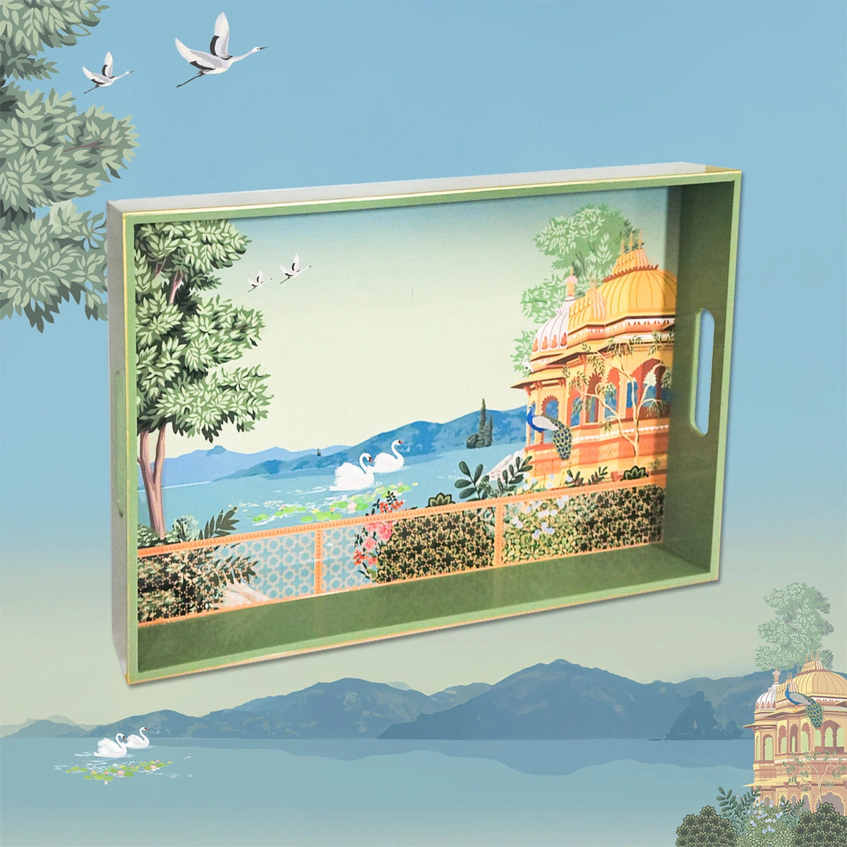 Your Signature Style ~ Handcrafted Swan Serenade Serving Trays 15x10 Inch