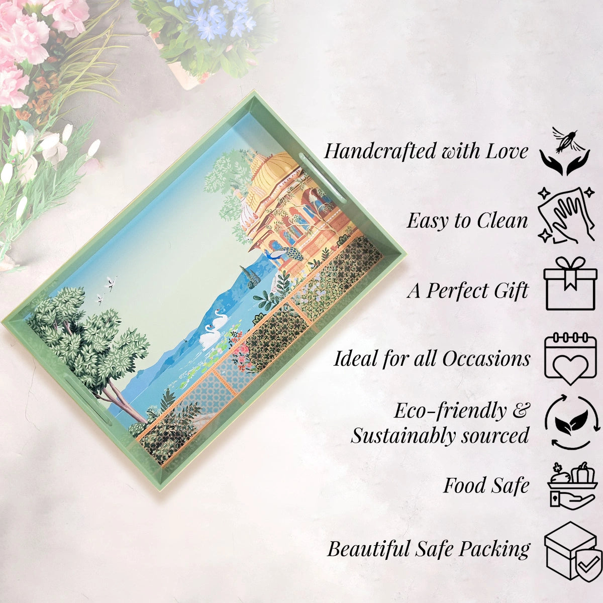 Your Signature Style ~ Handcrafted Swan Serenade Serving Trays 15x10 Inch