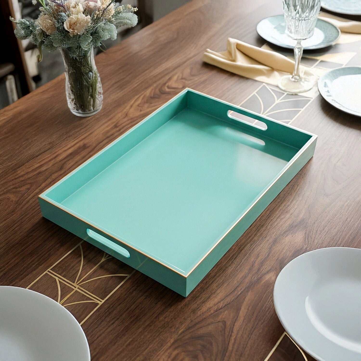 Classic Handcrafted Solid Tiffany Wooden Serving Trays