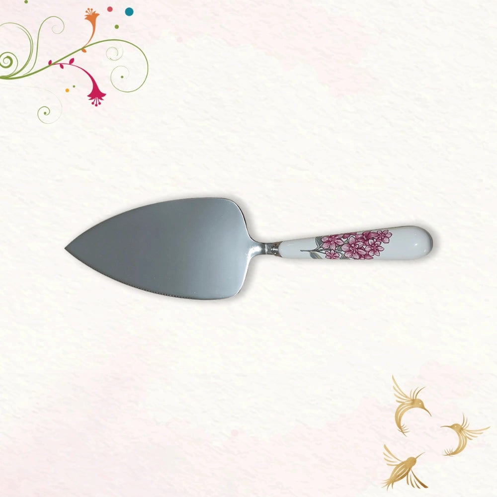 Charming Florals Cake Server | Premium Stainless Steel with a Ceramic Handle