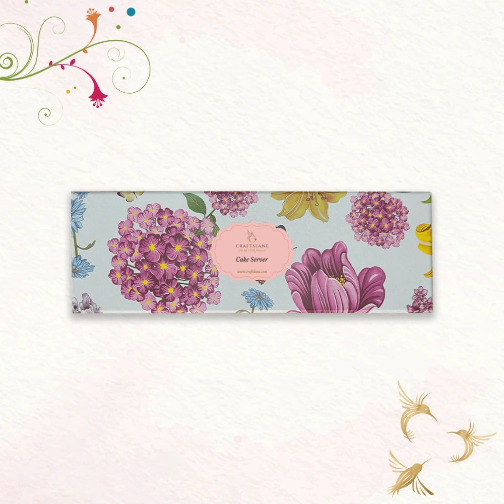 Charming Florals Cake Server | Premium Stainless Steel with a Ceramic Handle