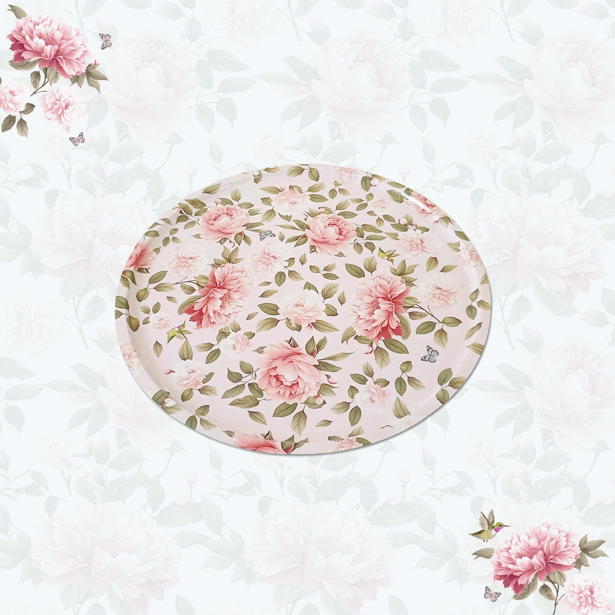Pink Peonies Chip & Dip Servers, Serving Platters & Pizza Paddles