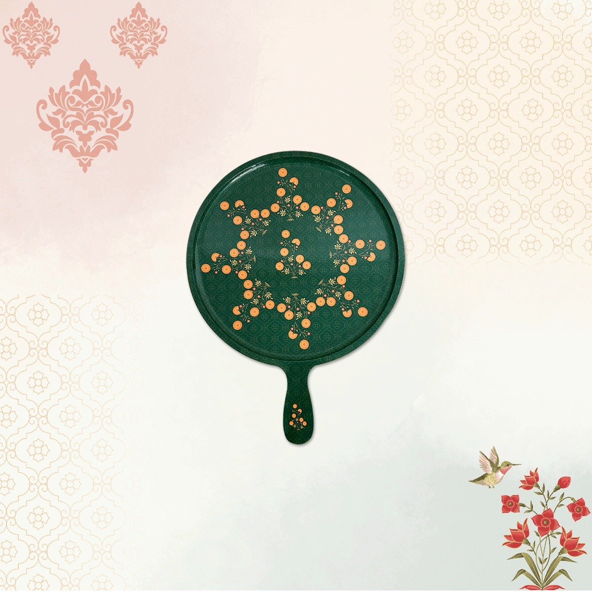 Mughal Flowers Chip & Dip Servers, Serving Platters & Pizza Paddles