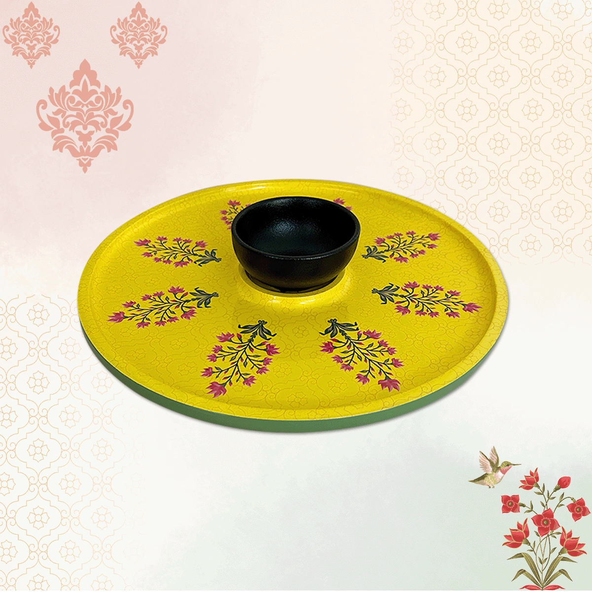 Mughal Flowers Chip & Dip Servers, Serving Platters & Pizza Paddles