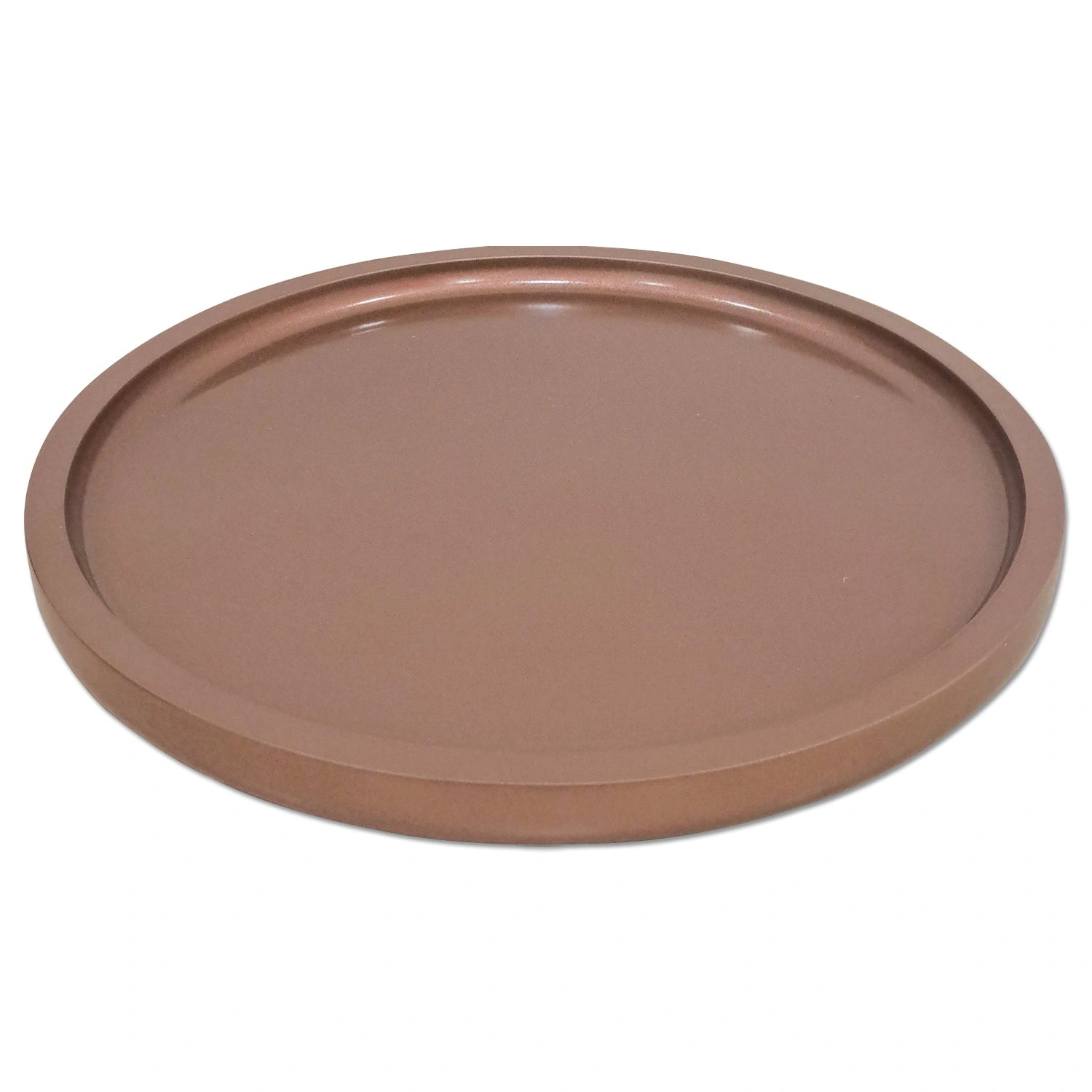 Copper Round Decorative Tray with Gold Trim