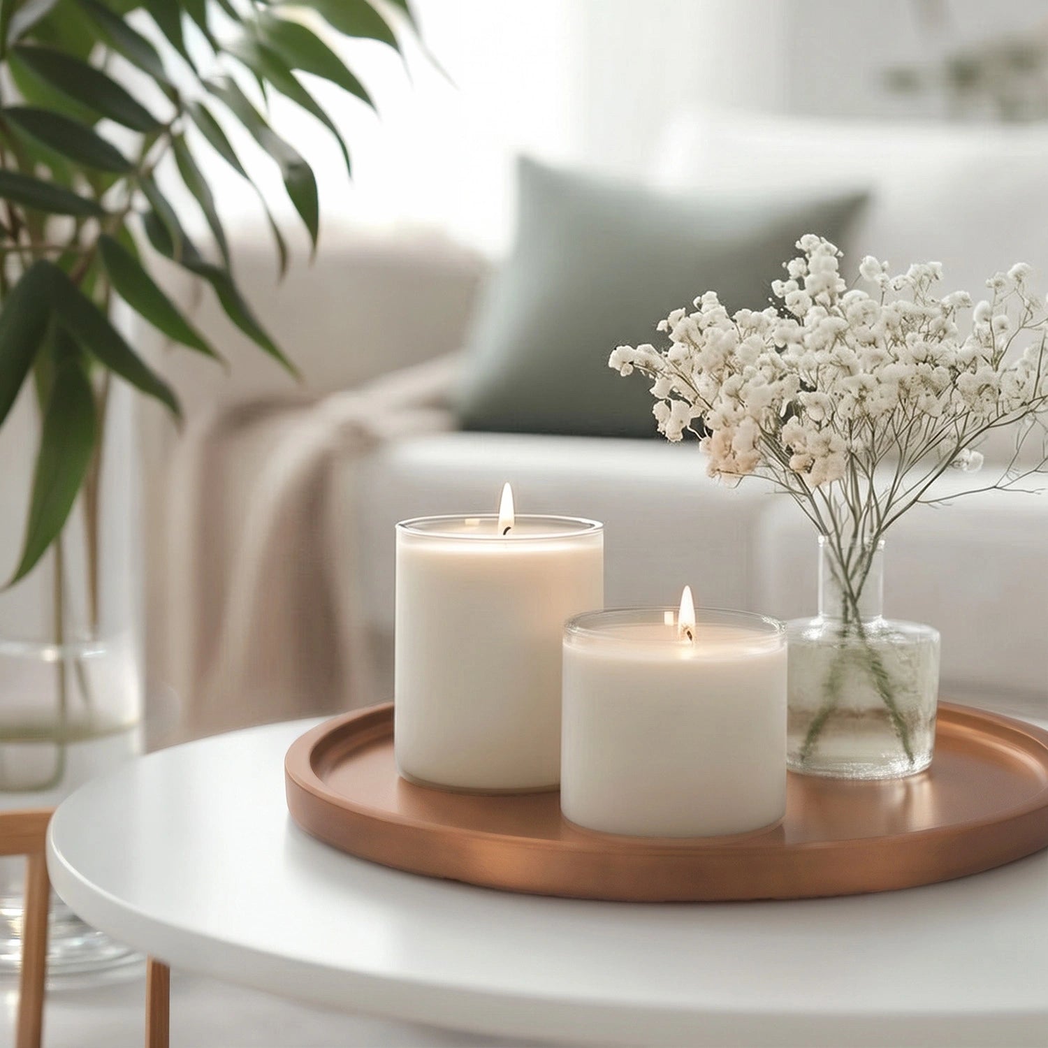 Copper Round Decorative Tray with Gold Trim