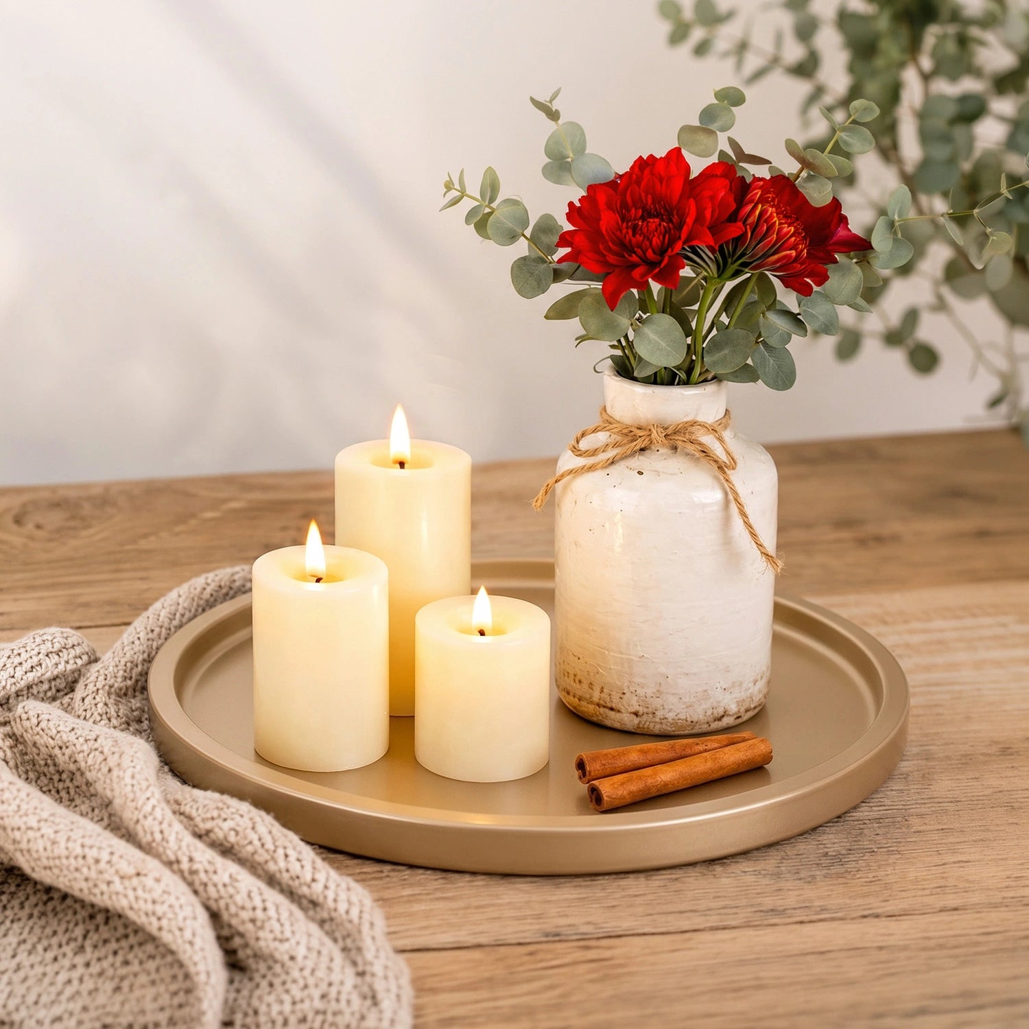 Gold Round Decorative Tray with Gold Trim