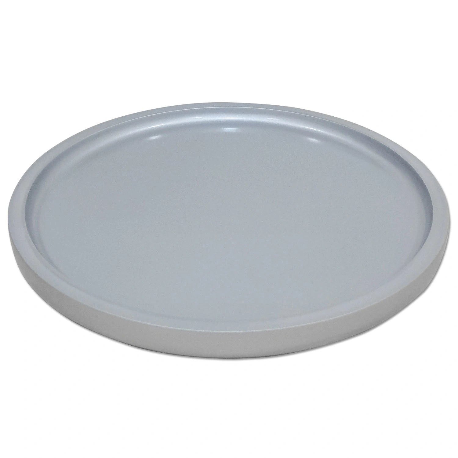 Silver Round Decorative Tray with Gold Trim