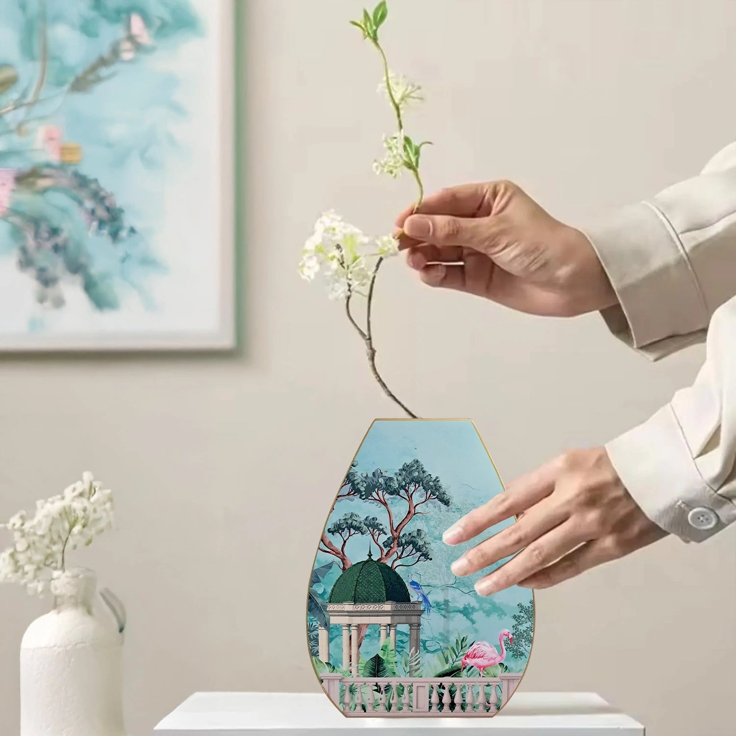 Flamingo Whispers Oval Shaped Test Tube Vase