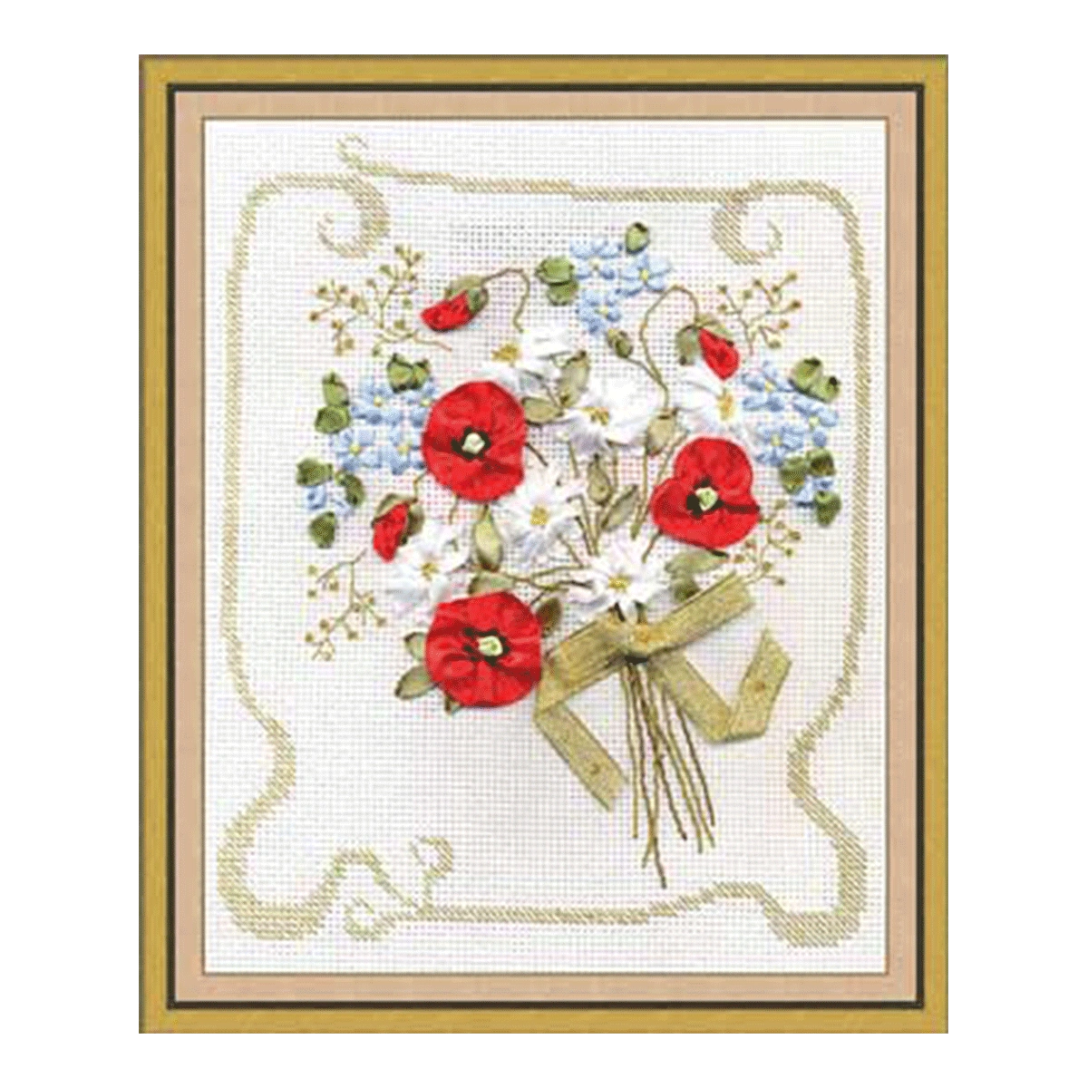 3D Embroidery - Poppies & Forget me Nots - C-0775