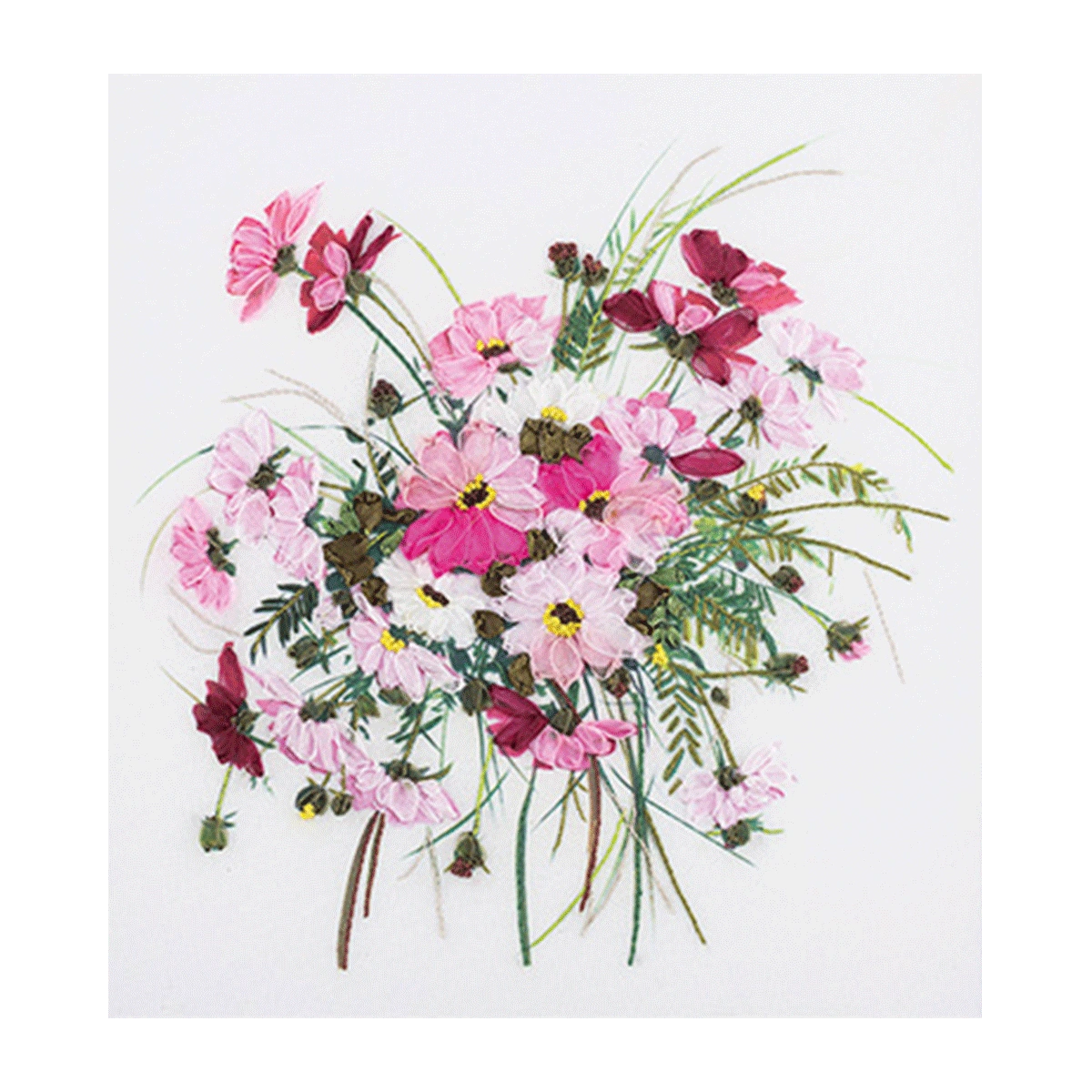 3D Embroidery - Pink Daisies - JK-2002