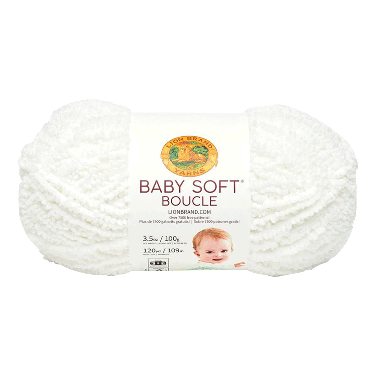 Lion Brand Baby Soft Boucle Yarn 100 White