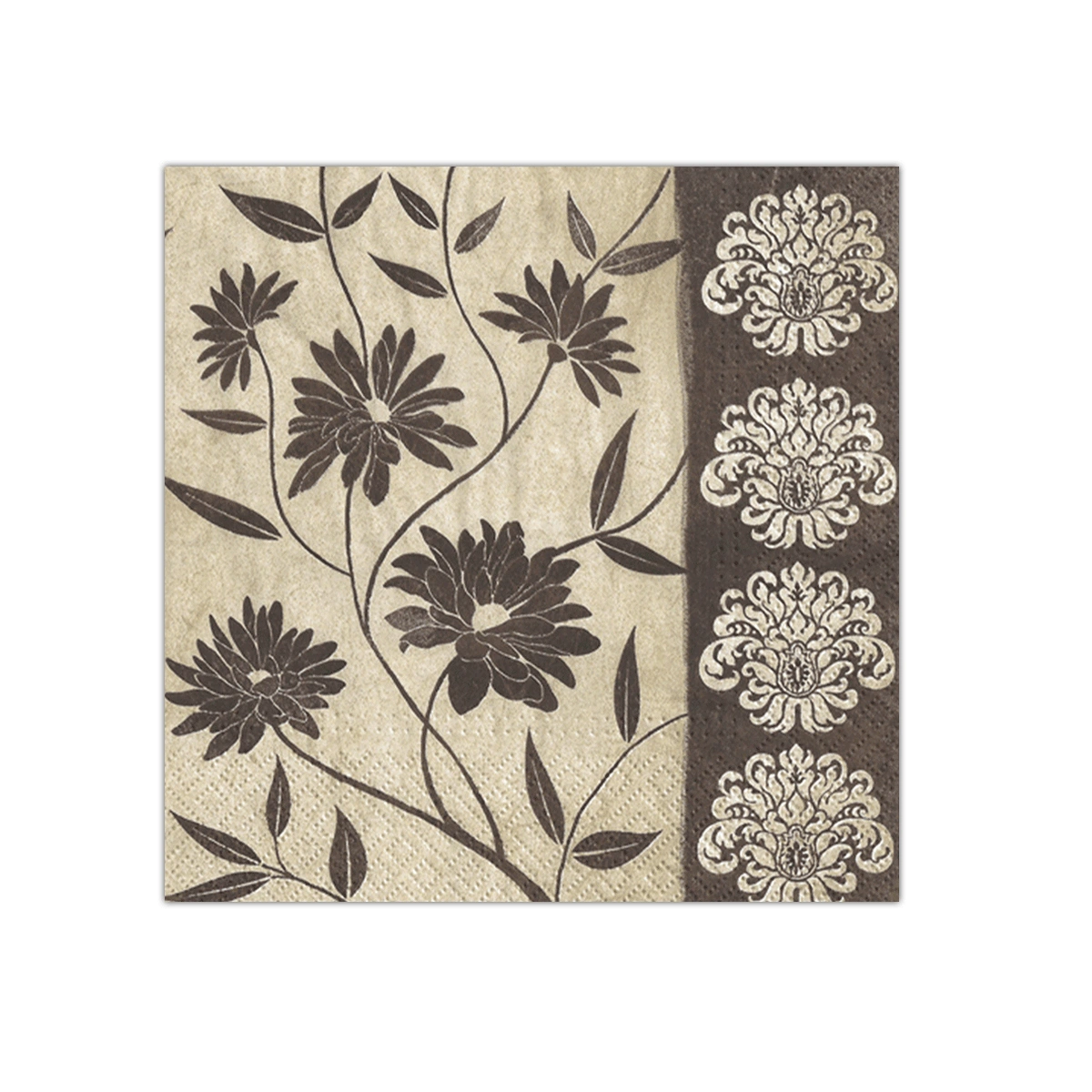 Flowery Décor Black Paper Napkins | PAW SDL092018