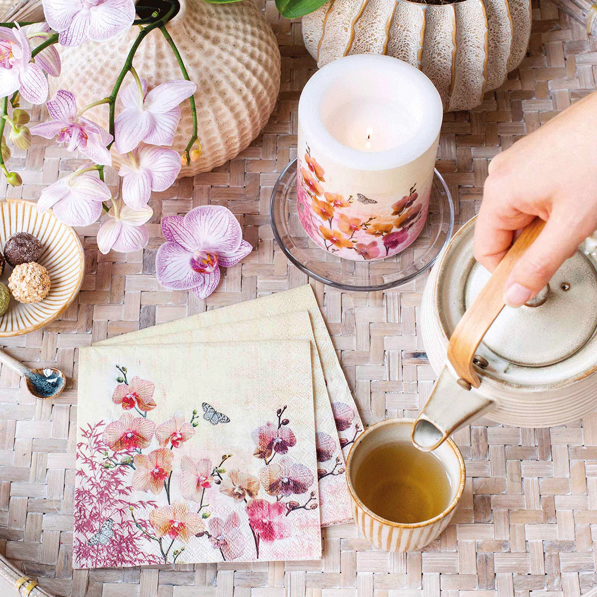 Orchids Orient Paper Napkins | Ambiente L13314215