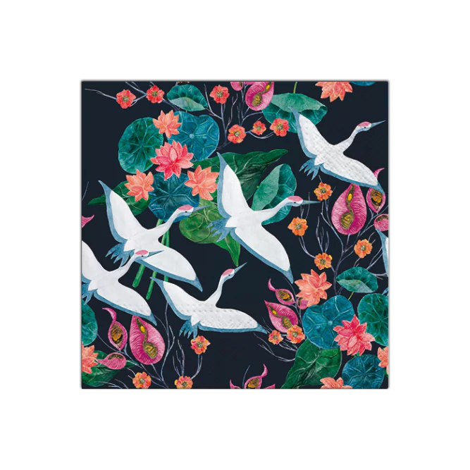White Cranes Paper Napkins | PAW SDL134900
