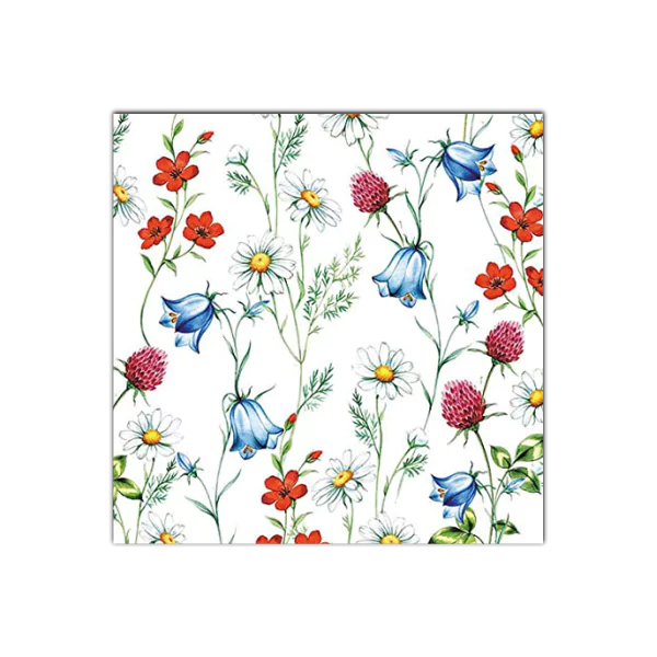Mixed Wild Flowers (White) Paper Napkins | Ambiente L13311295