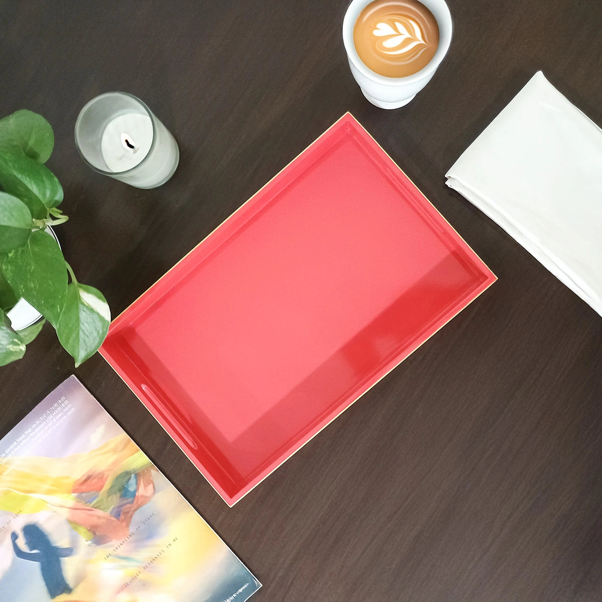 Classic Handcrafted Solid Strawberry Wooden Serving Trays 12x8 Inch