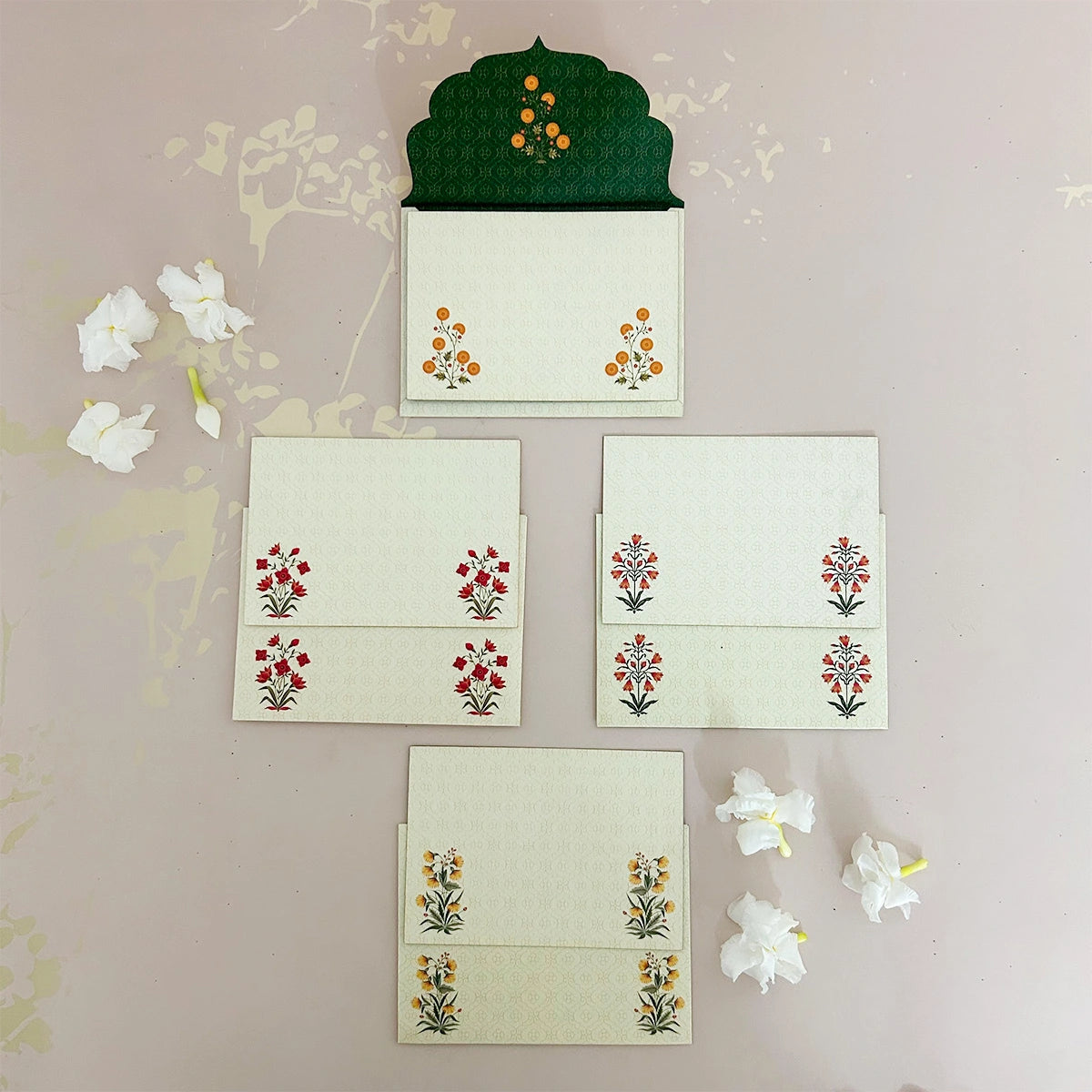 Mughal Flowers Small Note Cards with Envelopes