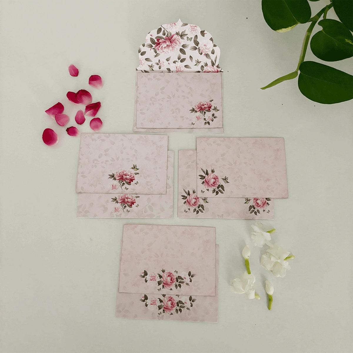 Pink Peonies Small Note Cards with Envelopes