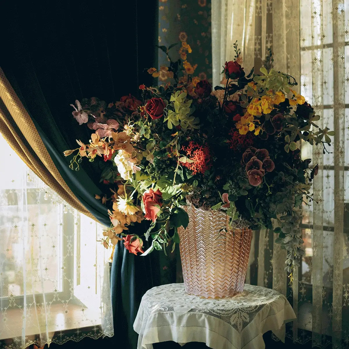 Golden Art Deco 10" Glass Vase