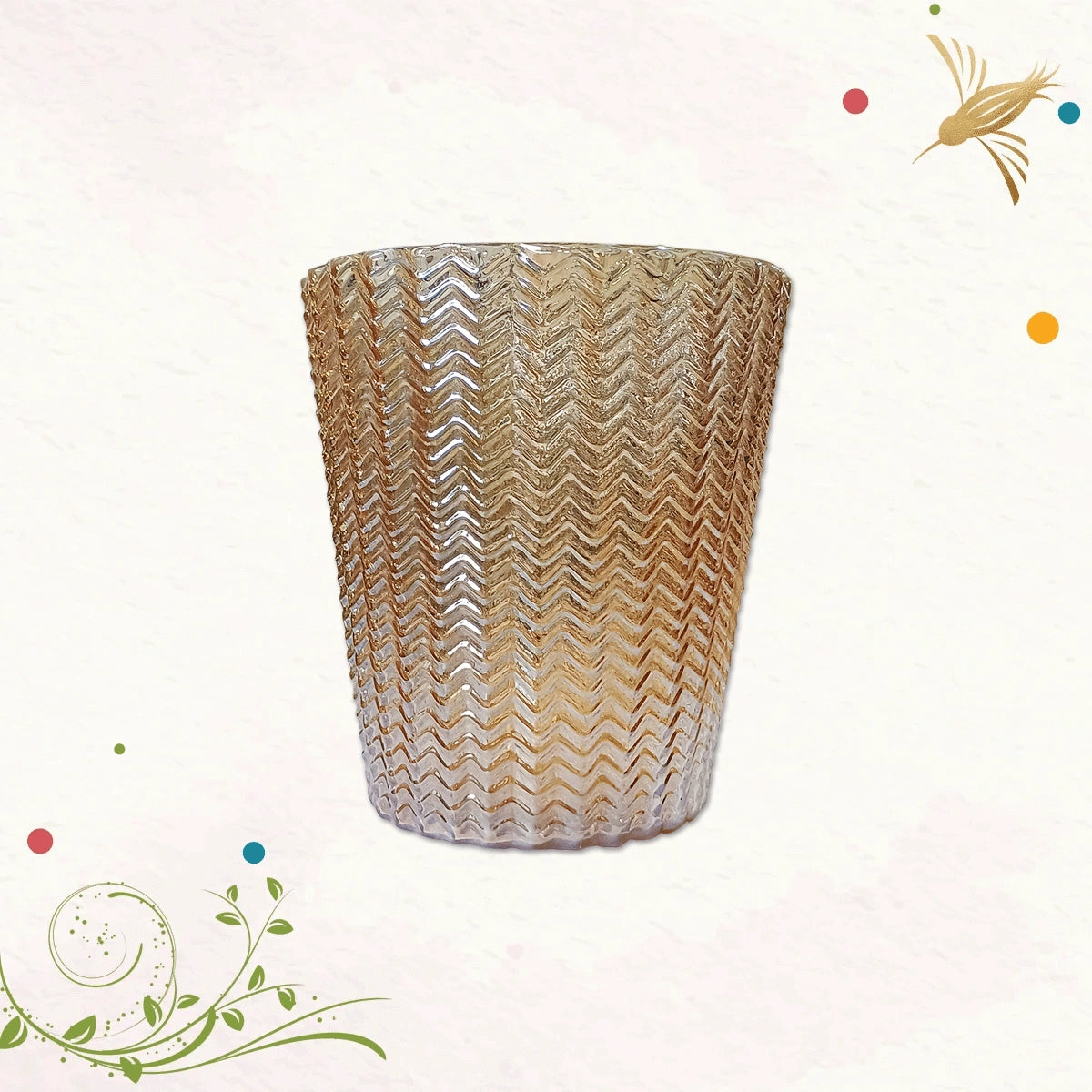 Golden Art Deco 10" Glass Vase