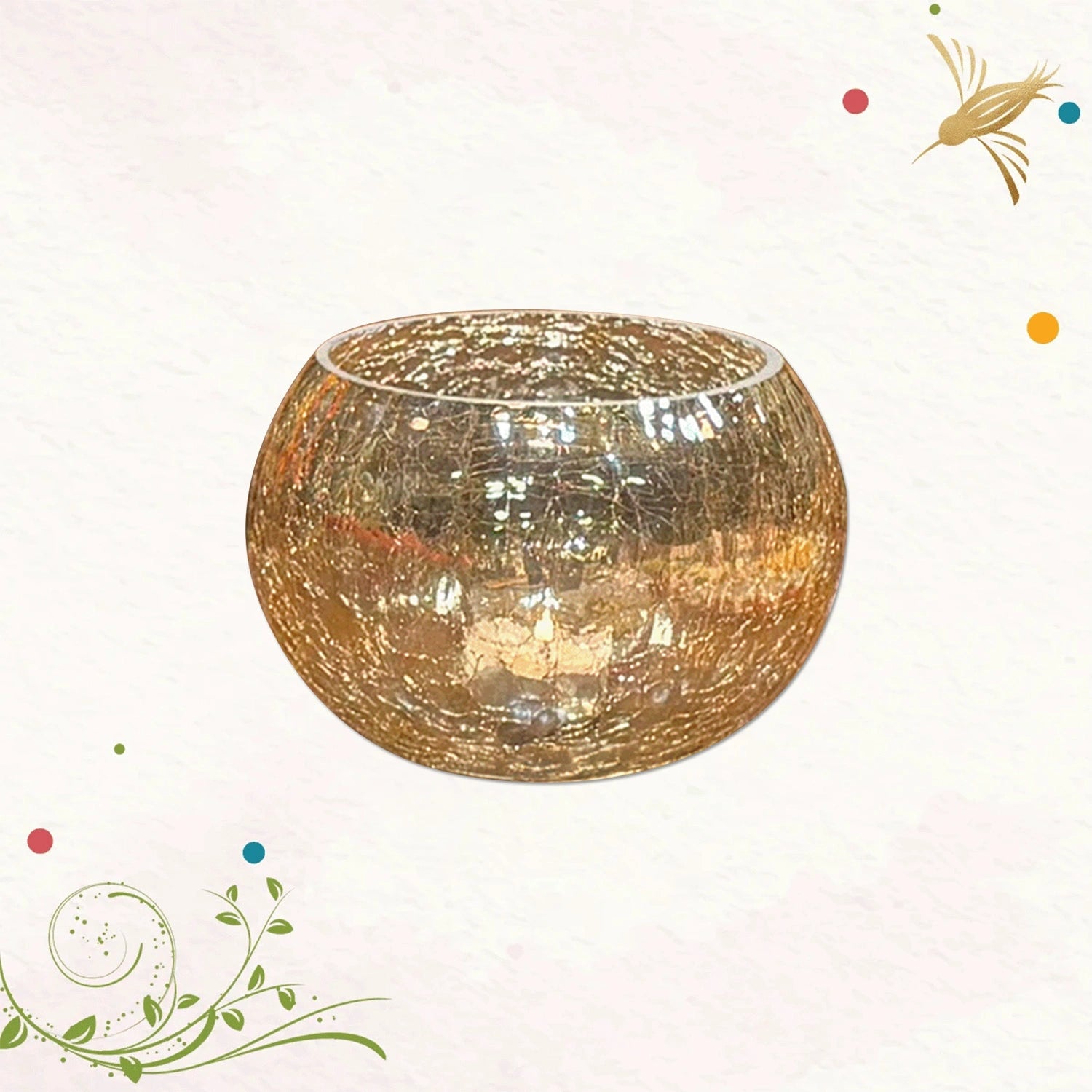 Golden Crackle Glass Tea Light Holders