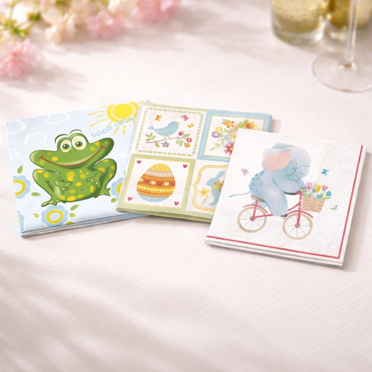 Kids ~ A Set of 4 Paper Napkin Packs (20 in each, 6.5" x 6.5" folded)