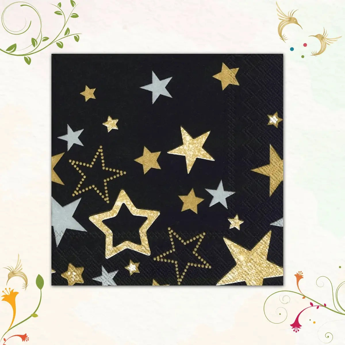 Sparkling Stars (Black) Paper Napkins | IHR L582907