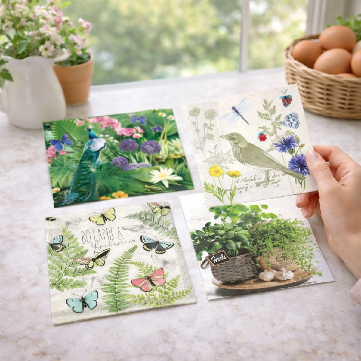 Nature ~ A Set of 4 Paper Napkin Packs (20 in each, 6.5" x 6.5" folded)