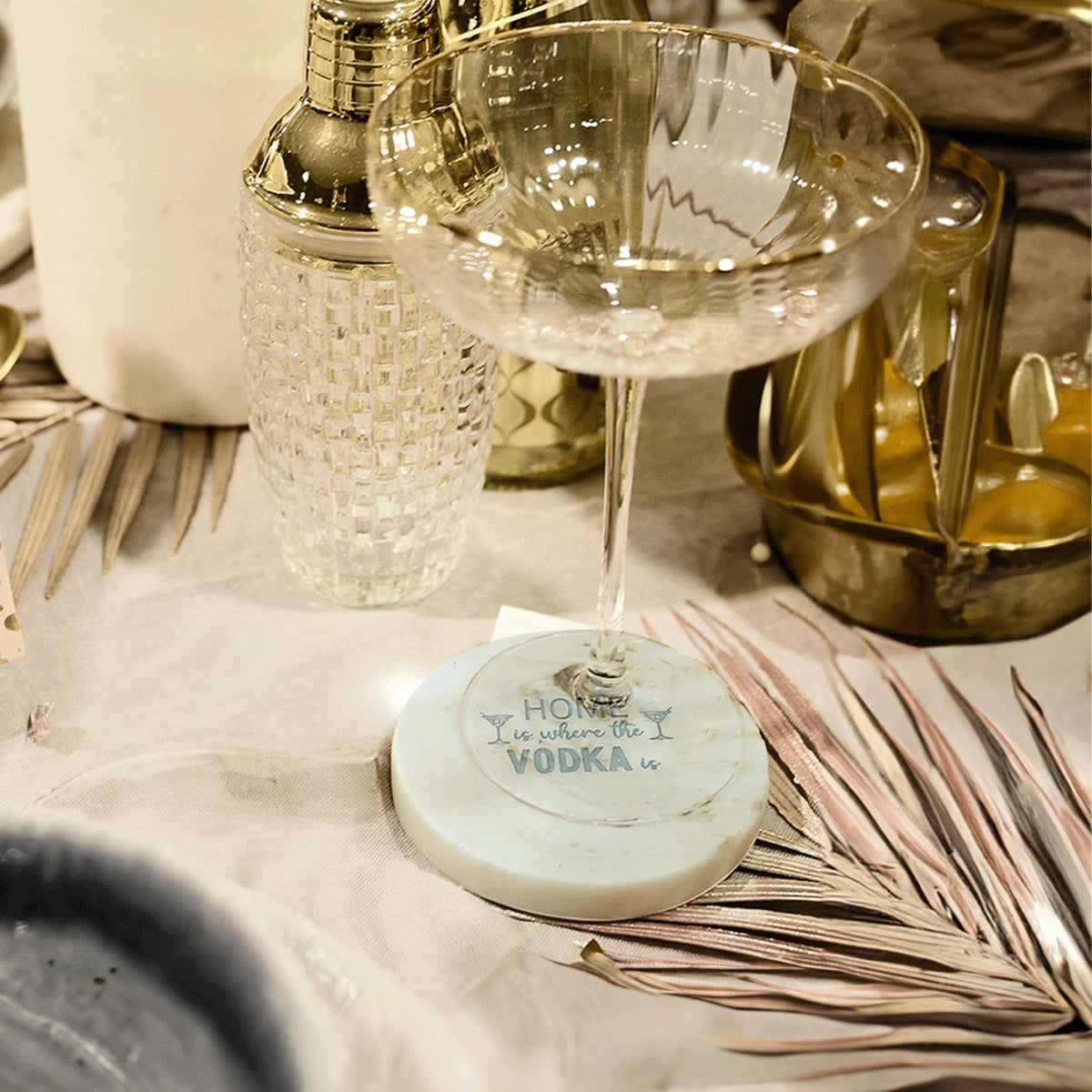 Sip & Smile Round Marble Coasters Set of 4