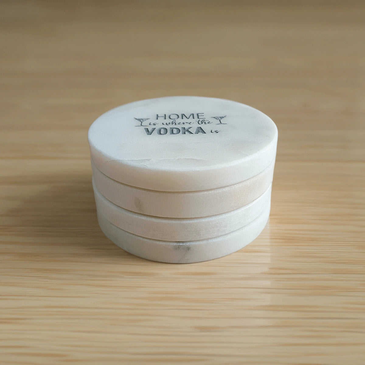 Sip & Smile Round Marble Coasters Set of 4