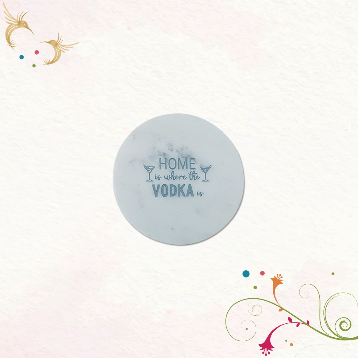 Sip & Smile Round Marble Coasters Set of 4