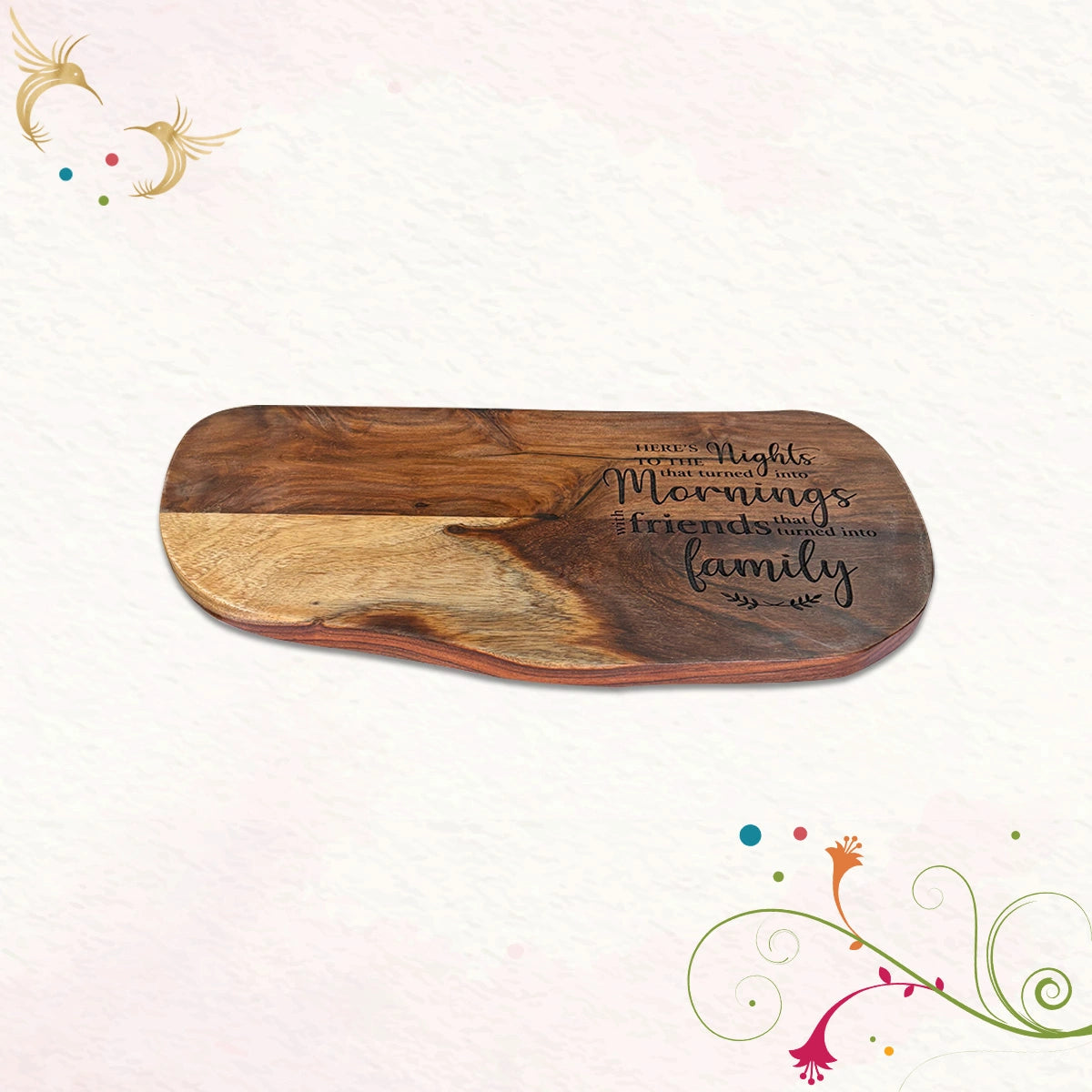 Here's to the nights... Sheesham Wood Large Cheese Board | Craftslane