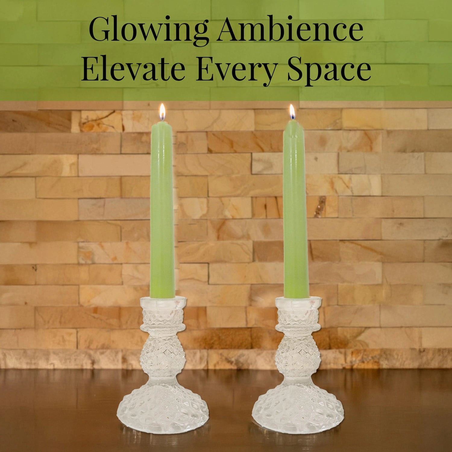 10" Premium Sage Taper Candles (Set of 4) with 2 Candle Holders