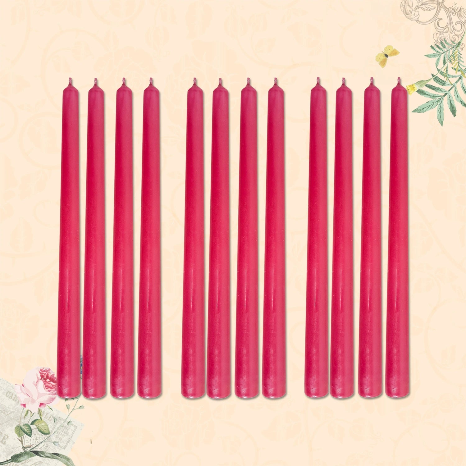 10" Premium Taper Candles (Set of 12) | Hot Pink