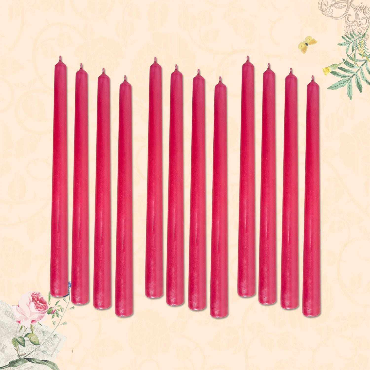 10" Premium Taper Candles (Set of 12) | Hot Pink